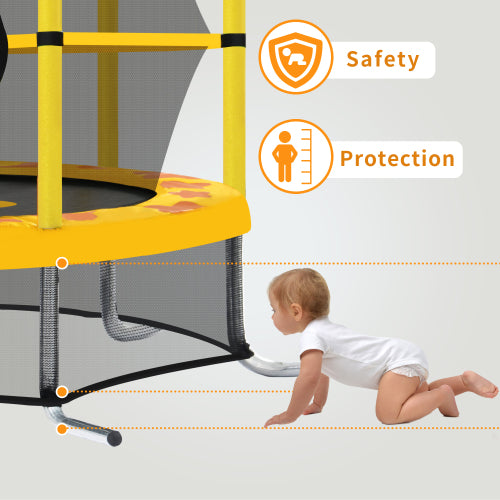 55 Inch Kids Outdoor Trampoline with Safety Enclosure