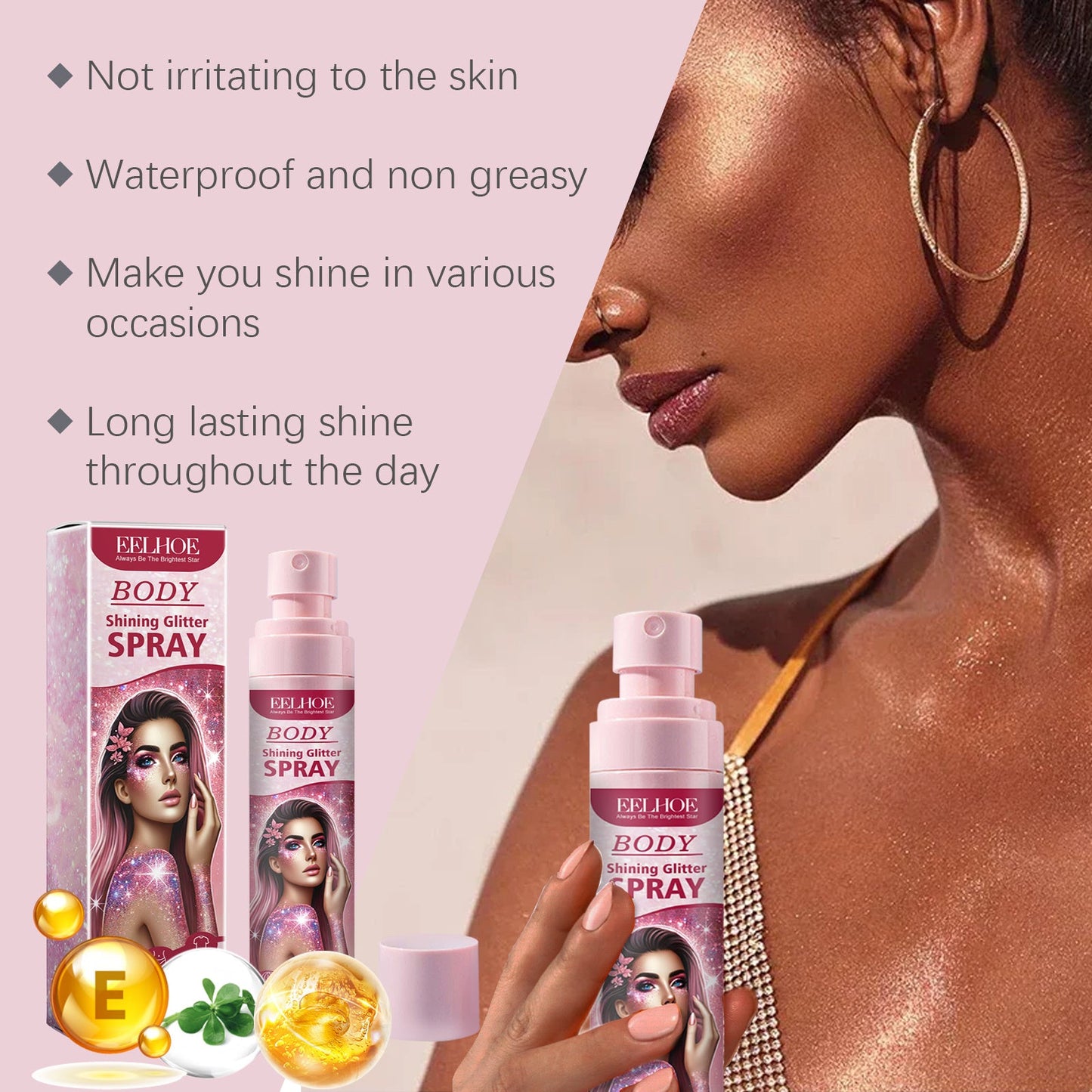Eelhoe Stage Makeup Glitter Spray Facial Clavicle Brightening Glitter