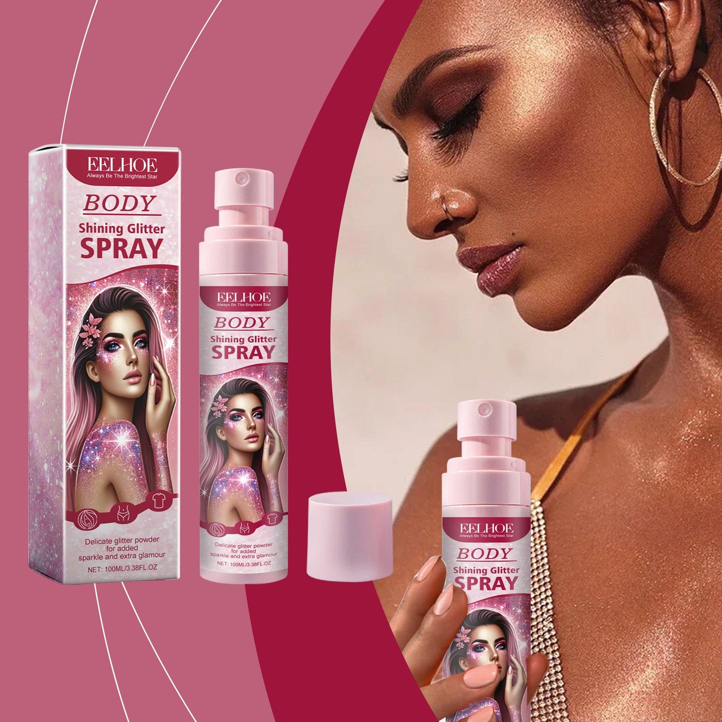 Eelhoe Stage Makeup Glitter Spray Facial Clavicle Brightening Glitter