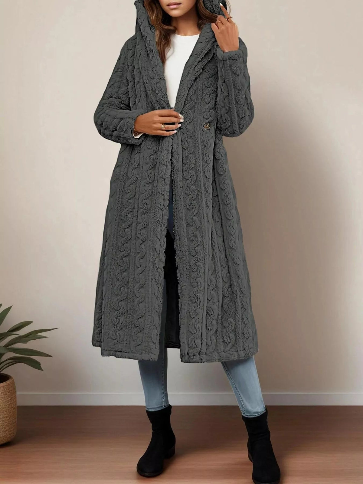 Cozy Button Up Longline Hoodie
