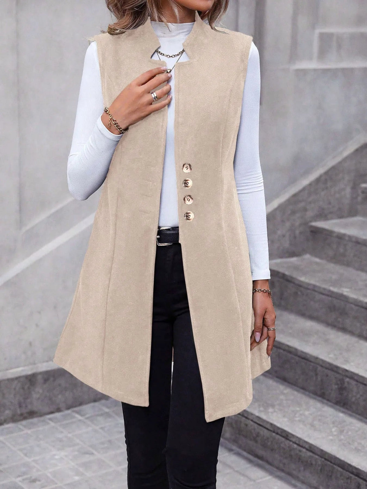 Button Up Longline Vest Coat