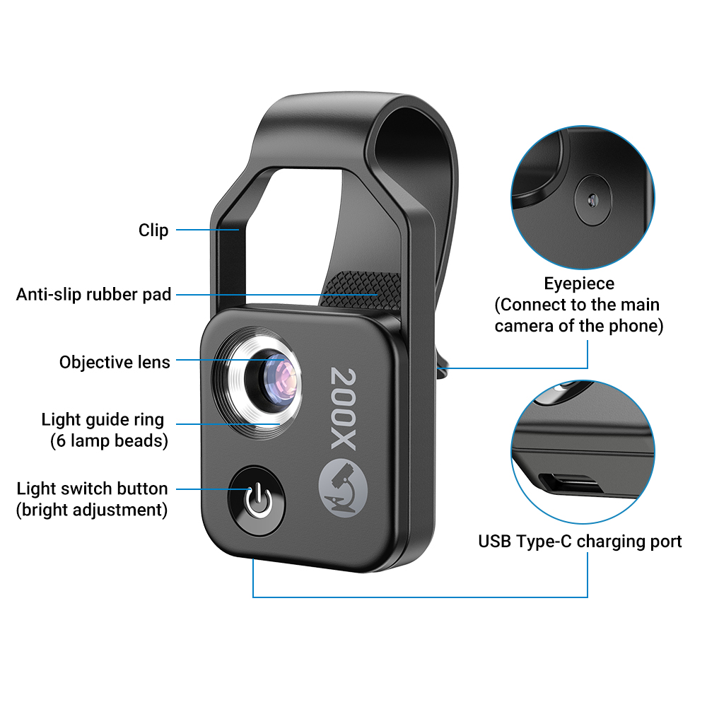 200X Digital Zoom Lens for Mobile Phones (iPhone, Samsung & other Smartphones)