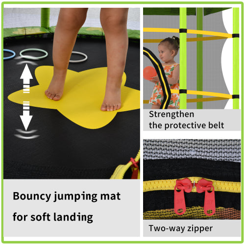 55 Inch Kids Outdoor Trampoline with Safety Enclosure
