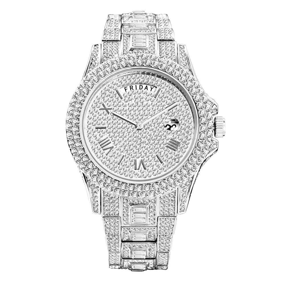 Luxury Iced-Out Dual Calendar Quartz Watch