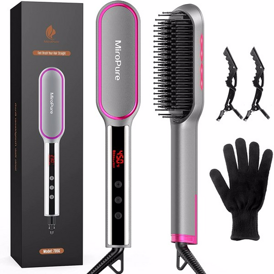 13 Heat Settings Hair Straightener Brush with LED Screen