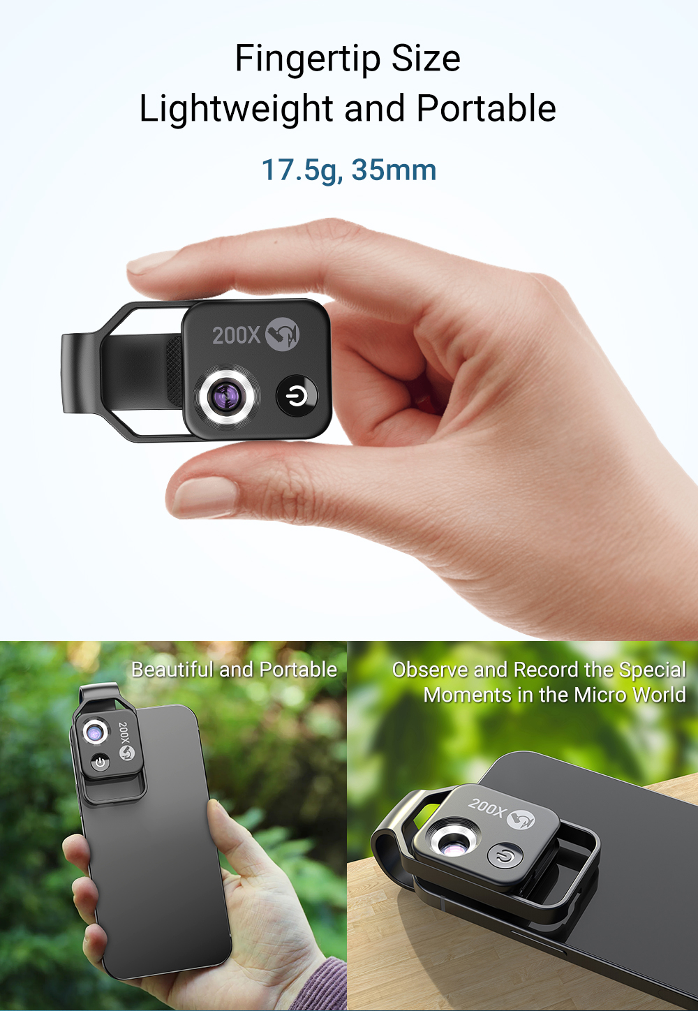 200X Digital Zoom Lens for Mobile Phones (iPhone, Samsung & other Smartphones)