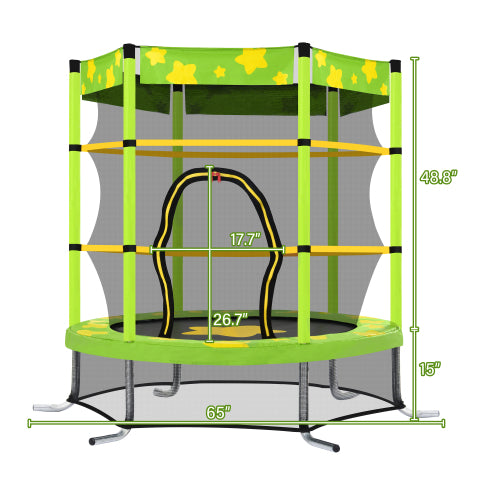 55 Inch Kids Outdoor Trampoline with Safety Enclosure