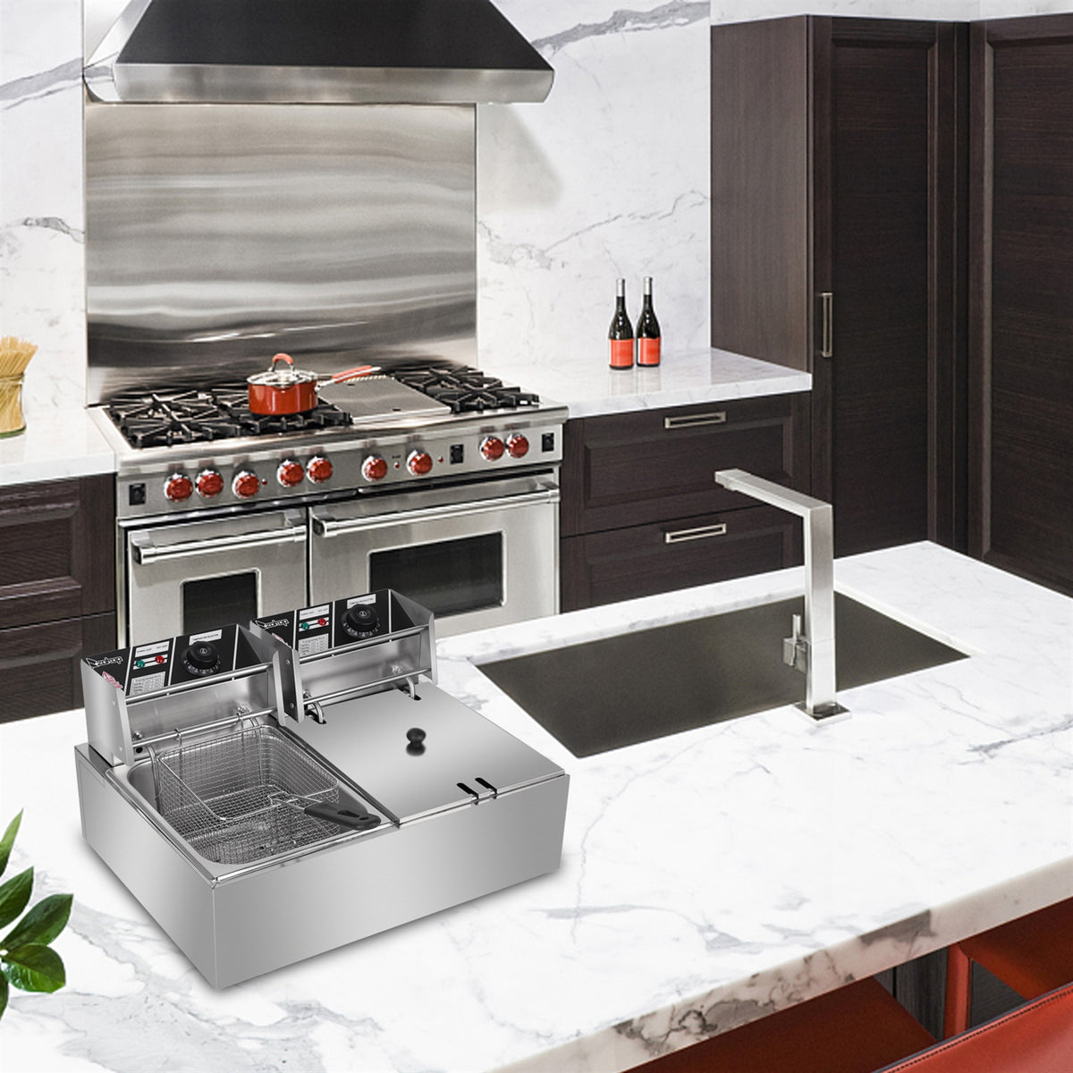 Stainless Steel Double Cylinder Electric Fryer