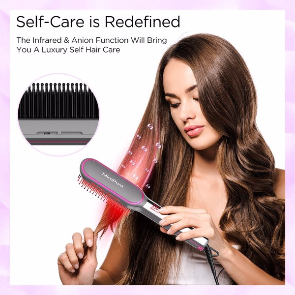 13 Heat Settings Hair Straightener Brush with LED Screen