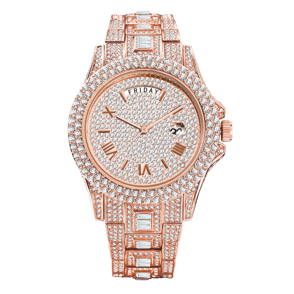 Luxury Iced-Out Dual Calendar Quartz Watch