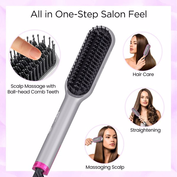 13 Heat Settings Hair Straightener Brush with LED Screen