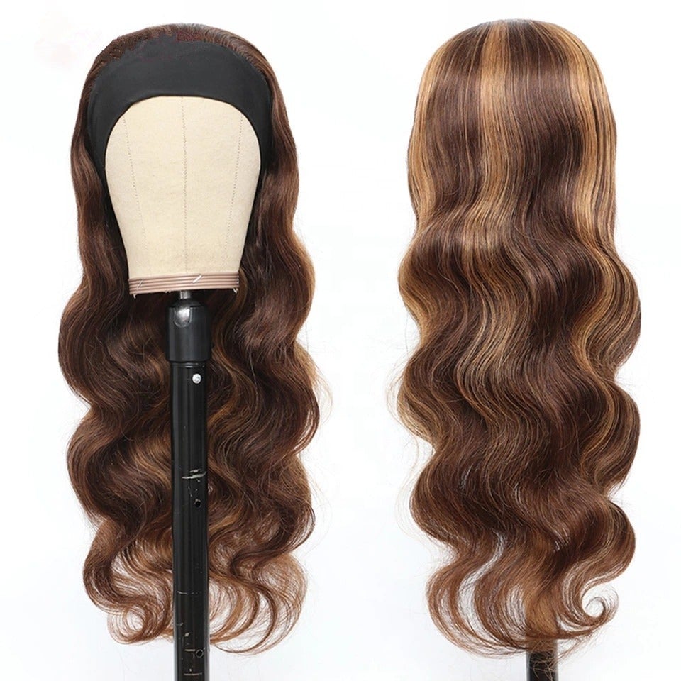 Piano Highlight Headband Body Wave Glueless Human Hair Wigs Virgin Hair