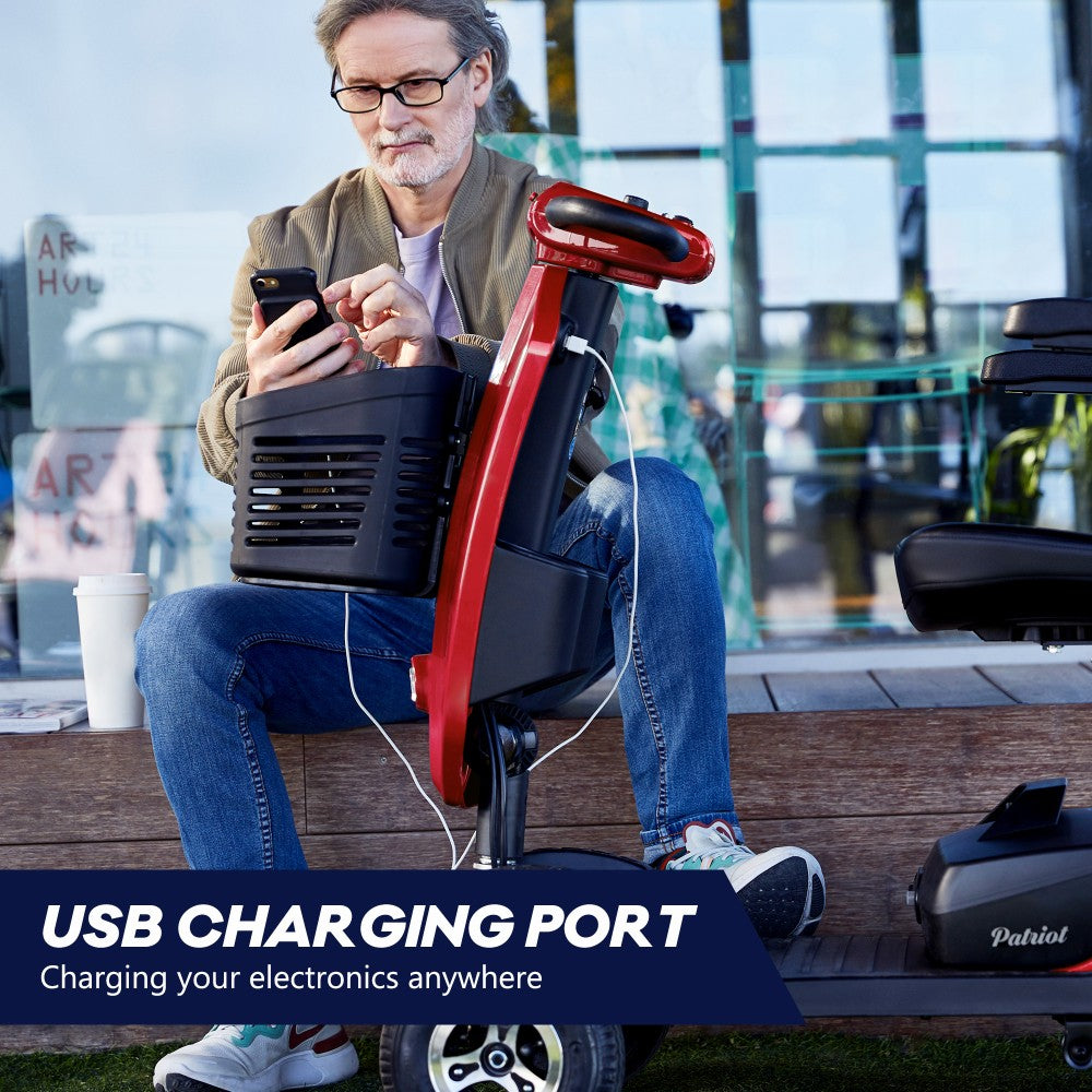 Outdoor compact mobility scooter with windshield